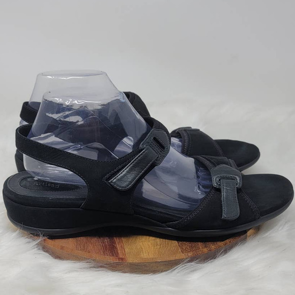 Clarks Artisan Black Nubuck Leather Open Toe Slingback Sandals Women's Size 12 - Picture 4 of 6